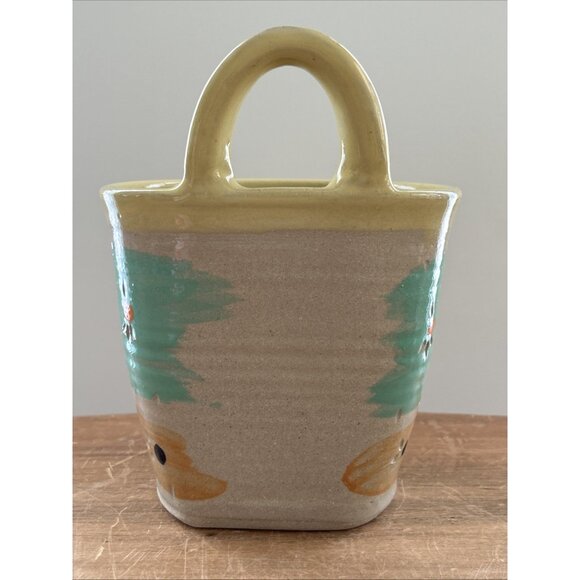 Studio Art Pottery Wall Pocket Hanging Vase Pot Decor Handcrafted Beach Colorful - Picture 4 of 5
